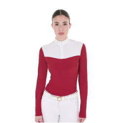 Polo da concorso Donna Maniche Lunghe in Tessuto Tecnico e Mesh Equestro Scooter Beige Polo da concorso Donna Maniche Lunghe in Tessuto Tecnico e Mesh Equestro Scooter Beige