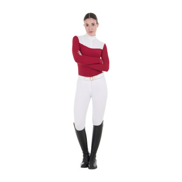 Polo da concorso Donna Maniche Lunghe in Tessuto Tecnico e Mesh Equestro Scooter Beige Polo da concorso Donna Maniche Lunghe in Tessuto Tecnico e Mesh Equestro Scooter Beige