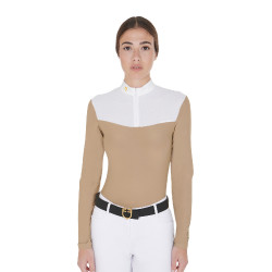 Polo da concorso Donna Maniche Lunghe in Tessuto Tecnico e Mesh Equestro