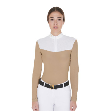 Polo da concorso Donna Maniche Lunghe in Tessuto Tecnico e Mesh Equestro Polo da concorso Donna Maniche Lunghe in Tessuto Tecnico e Mesh Equestro