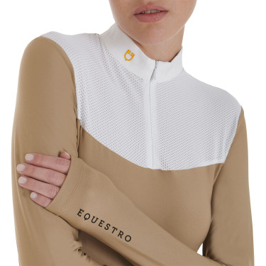 Polo da concorso Donna Maniche Lunghe in Tessuto Tecnico e Mesh Equestro Polo da concorso Donna Maniche Lunghe in Tessuto Tecnico e Mesh Equestro