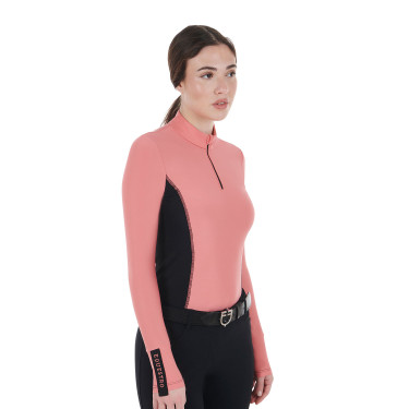 Polo Tecnico da Allenamento Donna Maniche Lunghe Equestro Corallo Polo Tecnico da Allenamento Donna Maniche Lunghe Equestro Corallo
