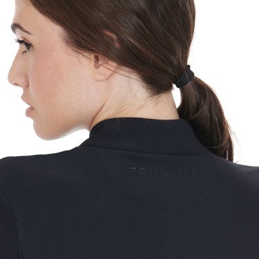 Polo Tecnico da Allenamento Donna Maniche Lunghe Equestro Nero