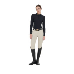 Polo Tecnico da Allenamento Donna Maniche Lunghe Equestro Nero