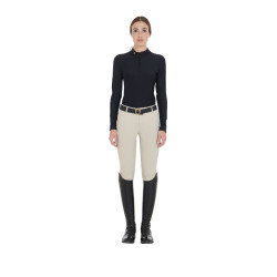 Polo Tecnico da Allenamento Donna Maniche Lunghe Equestro Nero