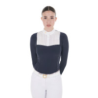 Polo da concorso Donna Maniche Lunghe con Strass Equestro Blazer marine Blu marino Polo da concorso Donna Maniche Lunghe con Strass Equestro Blazer marine Blu marino