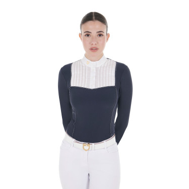 Polo da concorso Donna Maniche Lunghe con Strass Equestro Blazer marine Blu marino