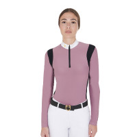 Polo da concorso Donna Maniche Lunghe in Tessuto Tecnico Equestro Rosa