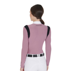 Polo da concorso Donna Maniche Lunghe in Tessuto Tecnico Equestro Rosa