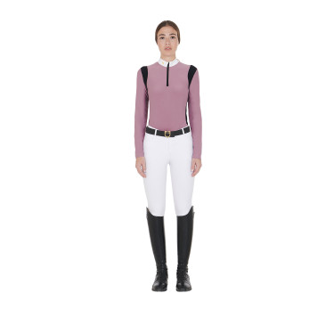 Polo da concorso Donna Maniche Lunghe in Tessuto Tecnico Equestro Rosa