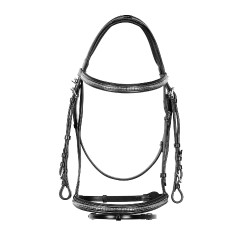 Capezzina inglese in cuoio con borchie in nichel placcato NP Equestro Nero