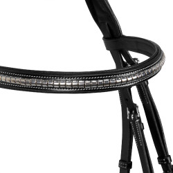 Capezzina inglese in cuoio con borchie in nichel placcato NP Equestro Nero