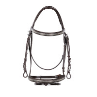 Capezzina inglese in cuoio con borchie in nichel placcato NP Equestro Marrone scuro