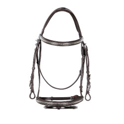 Capezzina inglese in cuoio con borchie in nichel placcato NP Equestro Marrone scuro