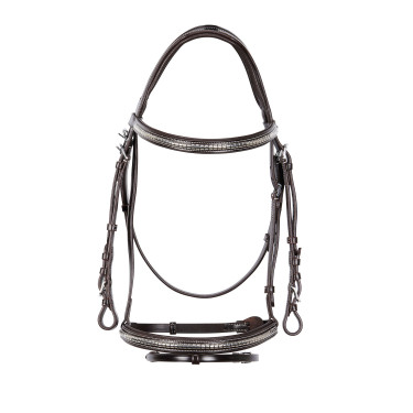 Capezzina inglese in cuoio con borchie in nichel placcato NP Equestro Marrone scuro