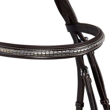 Capezzina inglese in cuoio con borchie in nichel placcato NP Equestro Marrone scuro