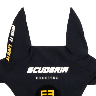Cuffie Scuderia Equestro in tessuto tecnico con chiusura in Velcro Nero