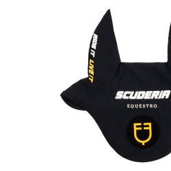 Cuffie Scuderia Equestro in tessuto tecnico con chiusura in Velcro Nero