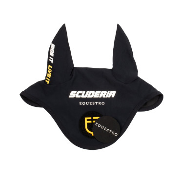Cuffie Scuderia Equestro in tessuto tecnico con chiusura in Velcro Nero