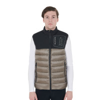 Gilet da uomo in bi-materiale con patch in silicone Equestro Nero / noce