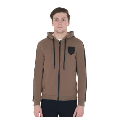 Felpa con cappuccio da uomo con interno in pile Equestro Noce Marrone