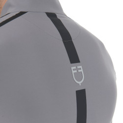 Polo da allenamento a maniche lunghe da uomo taglio aderente Equestro Grigio ghiacciato