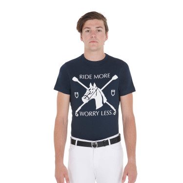 T-shirt da uomo taglio aderente con stampa equestre Equestro Marina Blu marino