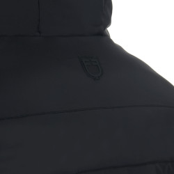 Piumino da uomo in tessuto stretch con stemma in silicone Equestro Nero