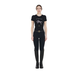 T-shirt donna slim fit salto ostacoli con strass Equestro Nero