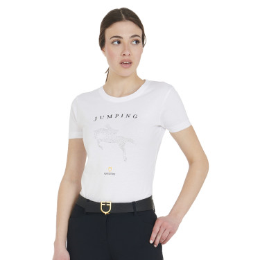 T-shirt donna slim fit salto ostacoli con strass Equestro