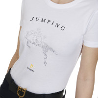 T-shirt donna slim fit salto ostacoli con strass Equestro Bianco