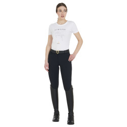T-shirt donna slim fit salto ostacoli con strass Equestro Bianco
