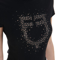 T-shirt donna slim fit rosa con strass Equestro Nero T-shirt donna slim fit rosa con strass Equestro Nero