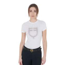 T-shirt donna slim fit rosa con strass Equestro