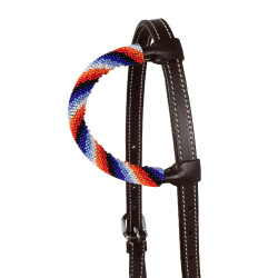 Briglia western con un orecchio e ricamo con perline Pool's Marrone