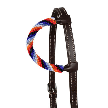 Briglia western con un orecchio e ricamo con perline Pool's Marrone