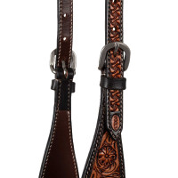 Briglia western con un orecchio e motivi floreali Pool's Naturale Marrone