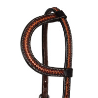 Briglia western con un orecchio e motivi serpente Pool's Marrone scuro Briglia western con un orecchio e motivi serpente Pool's Marrone scuro