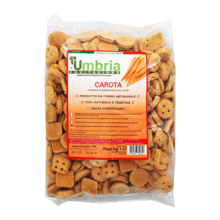 Crunchies per cavalli alla carota 930g Umbria Equitazione