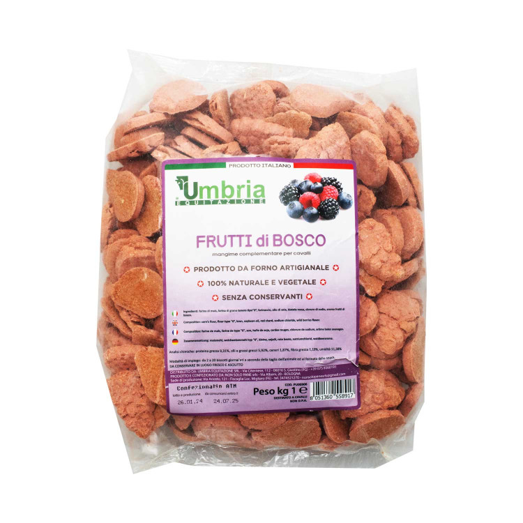 Crunchies per cavalli ai frutti di bosco 930g Umbria Equitazione Crunchies per cavalli ai frutti di bosco 930g Umbria Equitazione