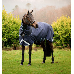 Coperta Horseware Rambo Duo Force 100g con liner da 100g e 300g Blu marino / blu marino / bianco