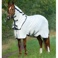Coperta antimosche Rambo Natura Summer 0g con copricollo Horseware Bianco / blu navy Coperta antimosche Rambo Natura Summer 0g con copricollo Horseware Bianco / blu navy