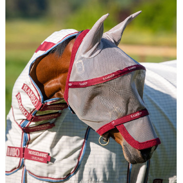 Maschera antimosche Horseware Rambo Plus Ciliegia / pesca / blu Maschera antimosche Horseware Rambo Plus Ciliegia / pesca / blu
