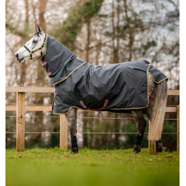 Coperta Horseware Amigo Hero Ripstop Plus con copricollo 0g Grigio shadow / rosa / blu navy Coperta Horseware Amigo Hero Ripstop Plus con copricollo 0g Grigio shadow / rosa / blu navy