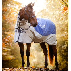 Coperta da esterno Horseware Rambo® Autumn Series con chiusura a disco esterna 0g con fodera da 100g Marina / grigio Blu