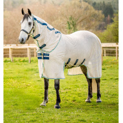 Coperta anti-mosche Horseware Amigo Bug Buster Blanco gesso / blu navy / foschia