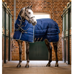 Coperta Horseware Rambo Optimo Stable Plus 400g Marina / beige / blu / marina Blu marino