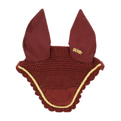 Cuffia antimosche pony Derby cotone Bordeaux / oro / bordeaux