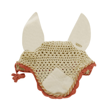 Cuffia per cavalli Derby in cotone Crema / multicolore / arancione Beige