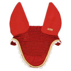 Cuffia per cavalli Derby in cotone Rosso / oro / bianco